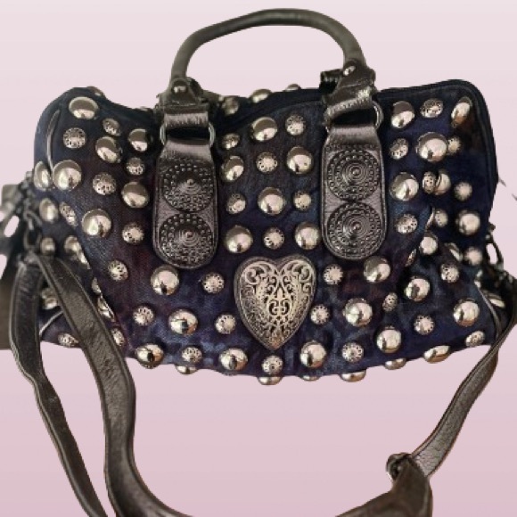 SOLD Punk rock handbag duffle with crossbody strap. - Picture 1 of 7